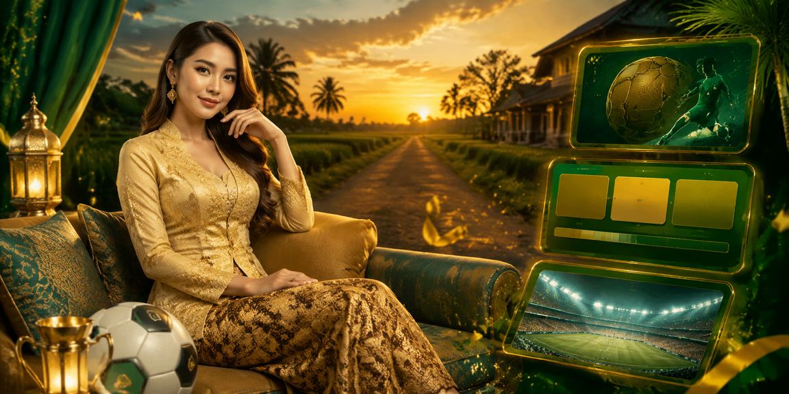 Wanita berbaju kebaya Malaysia sedang menikmati pengalaman pertaruhan dalam talian